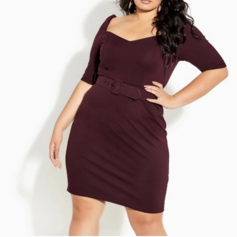 City Chic Warm Brown A-Line Dress Size 24 3X - Picture 2 of 10